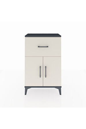 Arges Komodin Tek Raflı Tek Çekmeceli 2 Kapaklı 60x30x96 Antrasit-Aytaşı