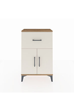 Arges Komodin Tek Raflı Tek Çekmeceli 2 Kapaklı 60x30x96 Çam-Aytaşı