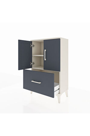 Arges Komodin 2 Raflı Tek Çekmeceli 2 Kapaklı 60x30x96 Aytaşı-Antrasit