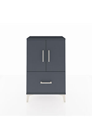 Arges Komodin 2 Raflı Tek Çekmeceli 2 Kapaklı 60x30x96 Antrasit-Antrasit