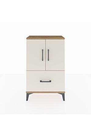 Arges Komodin 2 Raflı Tek Çekmeceli 2 Kapaklı 60x30x96 Çam-Aytaşı