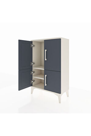 Arges Komodin 2 Raflı 4 Kapaklı 60x30x96 Aytaşı-Antrasit