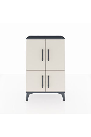 Arges Komodin 2 Raflı 4 Kapaklı 60x30x96 Antrasit-Aytaşı