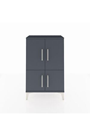 Arges Komodin 2 Raflı 4 Kapaklı 60x30x96 Antrasit-Antrasit