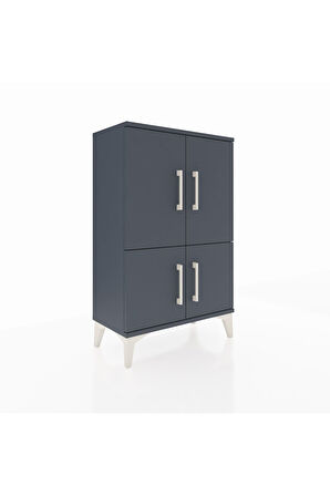 Arges Komodin 2 Raflı 4 Kapaklı 60x30x96 Antrasit-Antrasit