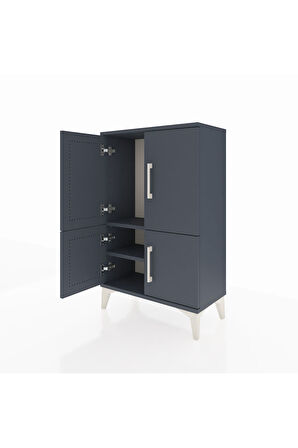 Arges Komodin 2 Raflı 4 Kapaklı 60x30x96 Antrasit-Antrasit