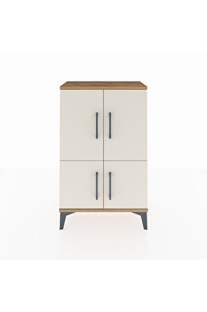 Arges Komodin 2 Raflı 4 Kapaklı 60x30x96 Çam-Aytaşı