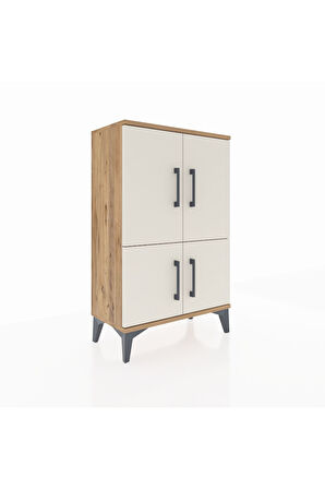 Arges Komodin 2 Raflı 4 Kapaklı 60x30x96 Çam-Aytaşı