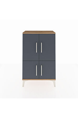 Arges Komodin 2 Raflı 4 Kapaklı 60x30x96 Çam-Antrasit