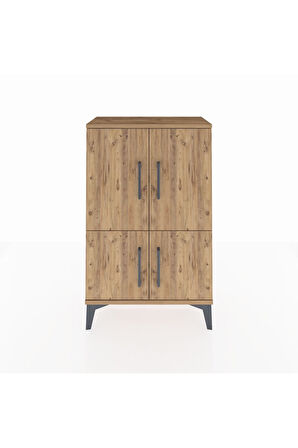 Arges Komodin 2 Raflı 4 Kapaklı 60x30x96 Çam-Çam