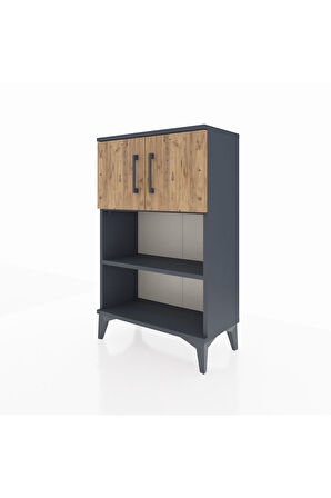 Arges Komodin 2 Raflı 2 Kapaklı 60x30x96 Antrasit-Çam