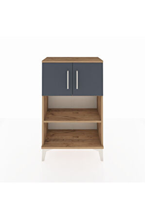 Arges Komodin 2 Raflı 2 Kapaklı 60x30x96 Çam-Antrasit