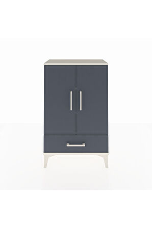 Arges Komodin 2 Raflı Tek Çekmeceli 2 Kapaklı 60x30x96 Aytaşı-Antrasit
