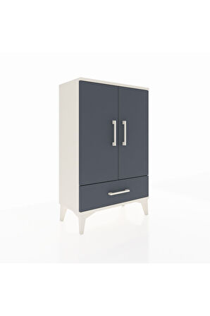 Arges Komodin 2 Raflı Tek Çekmeceli 2 Kapaklı 60x30x96 Aytaşı-Antrasit