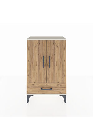 Arges Komodin 2 Raflı Tek Çekmeceli 2 Kapaklı 60x30x96 Aytaşı-Çam