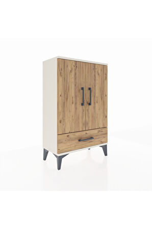 Arges Komodin 2 Raflı Tek Çekmeceli 2 Kapaklı 60x30x96 Aytaşı-Çam