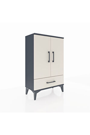 Arges Komodin 2 Raflı Tek Çekmeceli 2 Kapaklı 60x30x96 Antrasit-Aytaşı