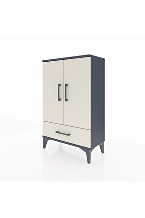 Arges Komodin 2 Raflı Tek Çekmeceli 2 Kapaklı 60x30x96 Antrasit-Aytaşı