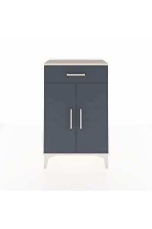 Arges Komodin 2 Raflı Tek Çekmeceli 2 Kapaklı 60x30x96 Aytaşı-Antrasit