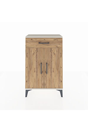 Arges Komodin 2 Raflı Tek Çekmeceli 2 Kapaklı 60x30x96 Aytaşı-Çam