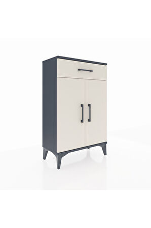 Arges Komodin 2 Raflı Tek Çekmeceli 2 Kapaklı 60x30x96 Antrasit-Aytaşı