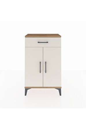 Arges Komodin 2 Raflı Tek Çekmeceli 2 Kapaklı 60x30x96 Çam-Aytaşı