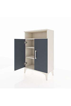 Arges Komodin 3 Raflı 2 Kapaklı 60x30x96 Aytaşı-Antrasit