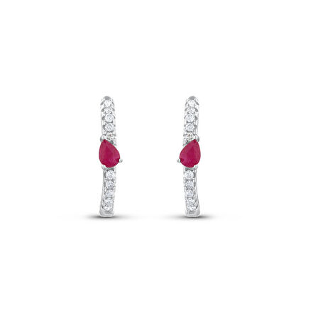 0.13 Karat Yakut Taşlı Pırlanta Küpe