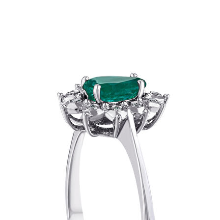 0.04 Karat Zümrüt Taşlı Pırlanta Yüzük