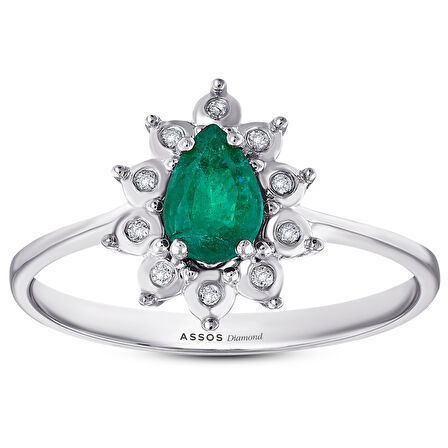 0.04 Karat Zümrüt Taşlı Pırlanta Yüzük