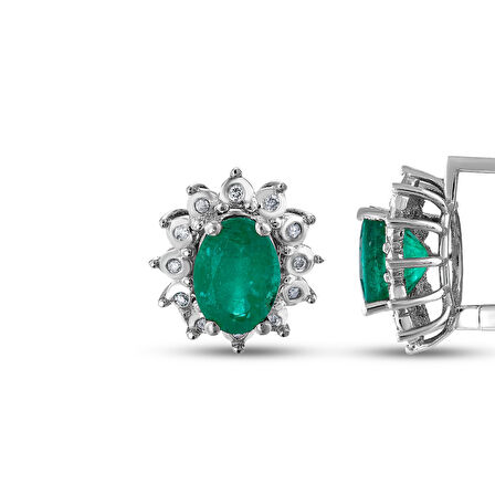 0.08 Karat Zümrüt Taşlı Pırlanta Küpe