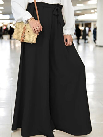 Günlük Kemerli Kadın Keten Pantolon Şalvar