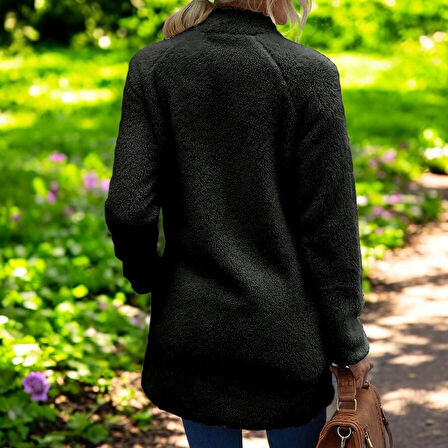 Peluş Rahat Şık Uzun Kollu Kışlık Ceket