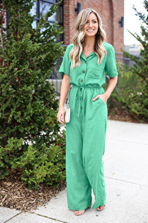 Su Yeşili Keten Günlük  Tulum