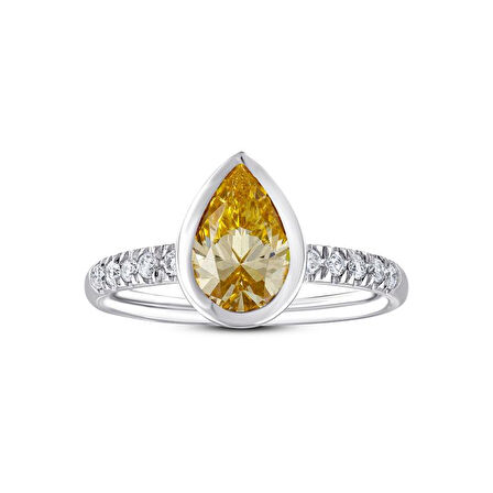 0.15 Karat Pırlanta Sarı Violet Taşlı Yüzük