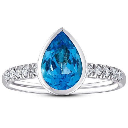0.15 Karat Aquamarine Taşlı Pırlanta Yüzük
