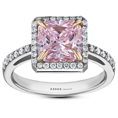 Pembe Topaz Taşlı Pırlanta Yüzük