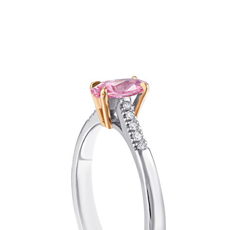 0.05 Karat Pembe Topaz Taşlı Pırlanta Yüzük