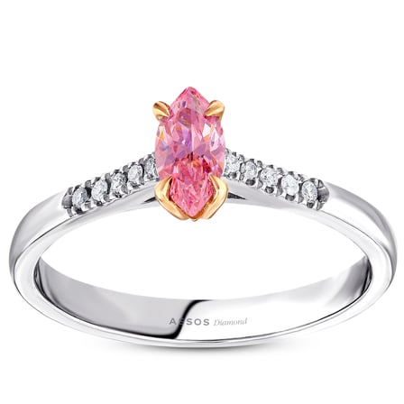 0.05 Karat Pembe Topaz Taşlı Pırlanta Yüzük