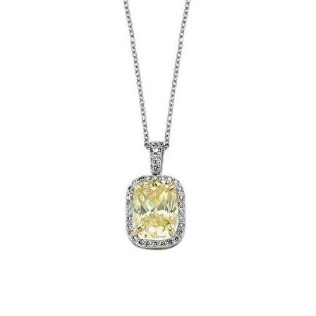 Sarı Topaz Taşlı Pırlanta Kolye