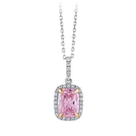 Pembe Topaz Taşlı Pırlanta Kolye