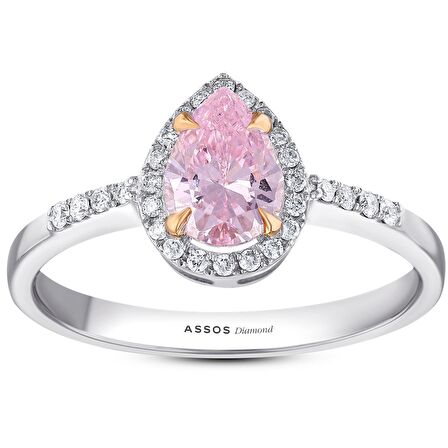 Pembe Topaz Taşlı Pırlanta Yüzük