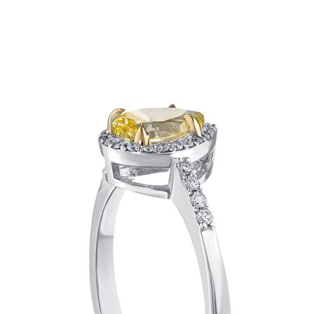 Sarı Topaz Taşlı Pırlanta Yüzük