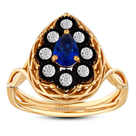 0.03 Karat Safir Renkli Elmas Yüzük