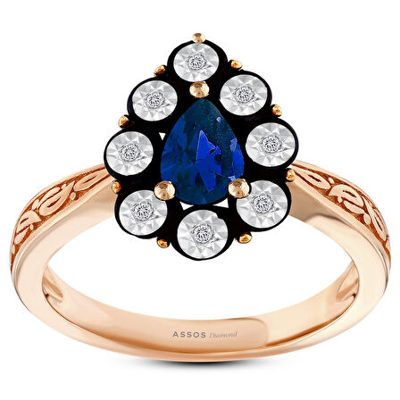 0.04 Karat Safir Renkli Elmas Yüzük
