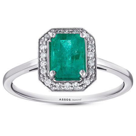 0.12 Karat Zümrüt Taşlı Pırlanta Yüzük