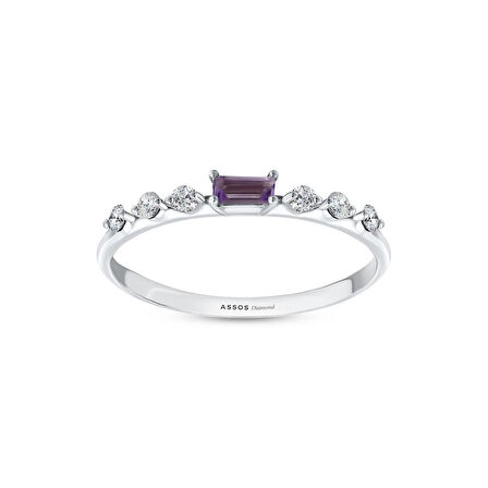 0.15 Karat Ametist Taşlı Pırlanta Yüzük