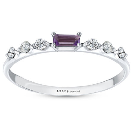 0.15 Karat Ametist Taşlı Pırlanta Yüzük