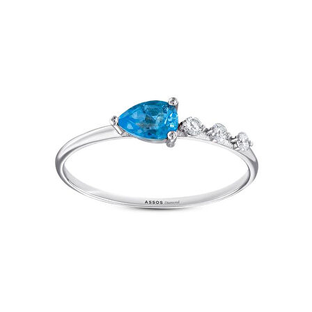 0.07 Karat Aquamarine Taşlı Pırlanta Yüzük