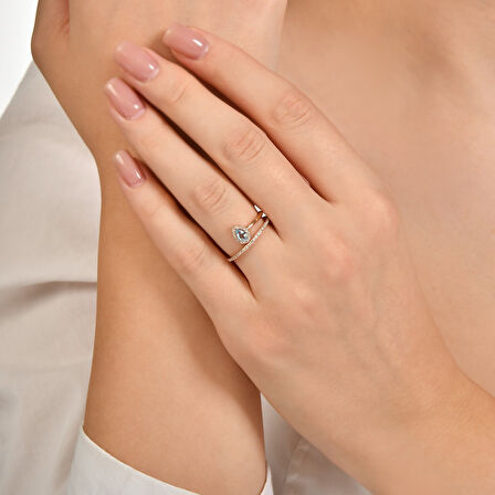 0.22 Karat Aquamarine Taşlı Pırlanta Yüzük